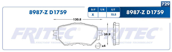 Balatas Ceramica - FRITEC - SPC-8987-Z | tusrefacciones.mx